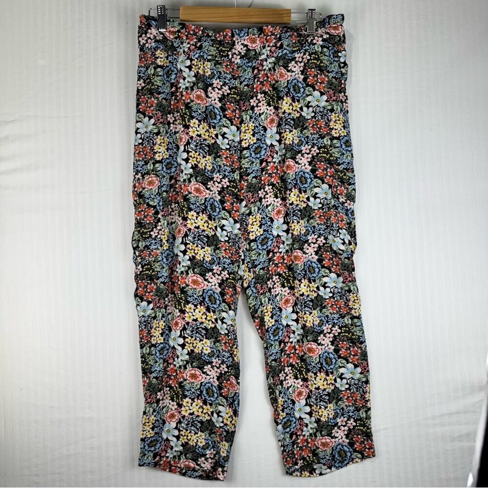 LOFT Ann Taylor Elastic Paper Bag Waist Floral Patterned Pants Women’s Large